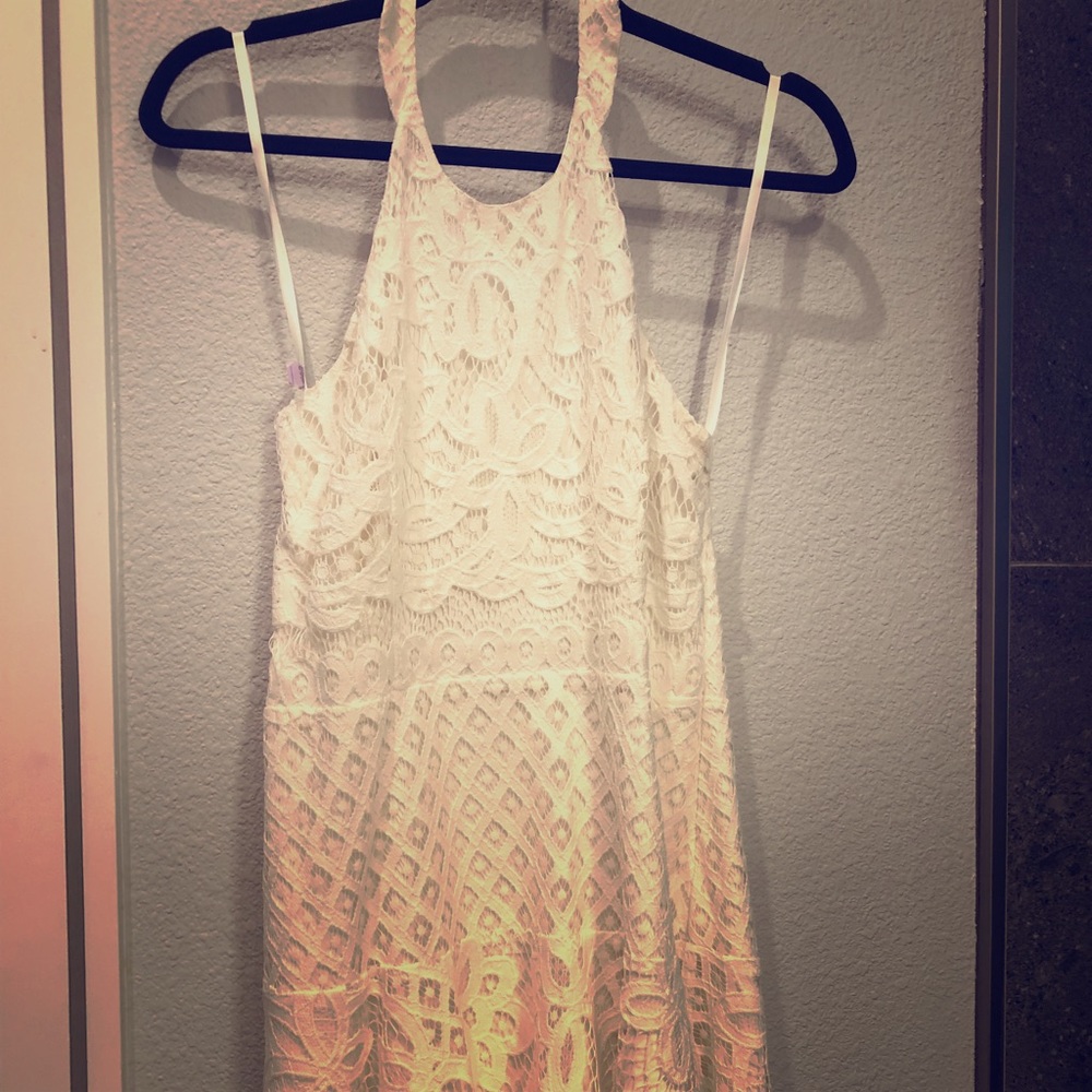 Parker white lace halter dress size S